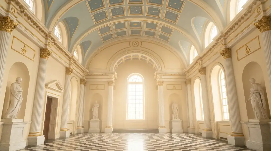 Bright interior of a grand Masonic temple